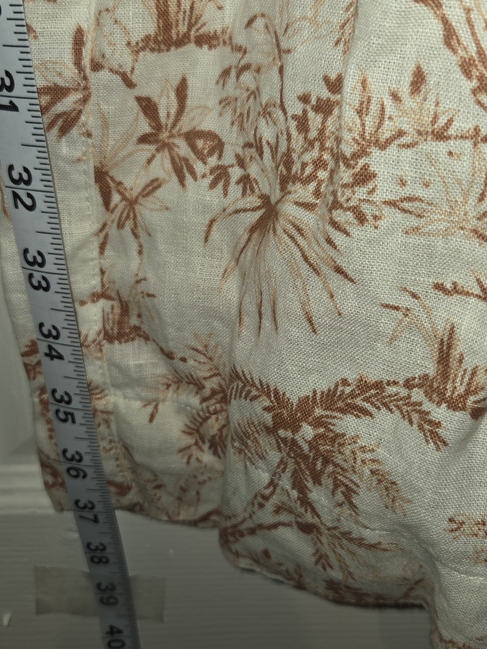 C&C California Cream Linen Wide-Leg Palm Print Pants - Picture 4 of 5